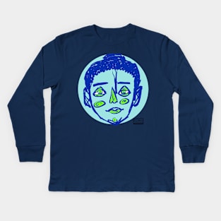 Light blue sketchy face Kids Long Sleeve T-Shirt